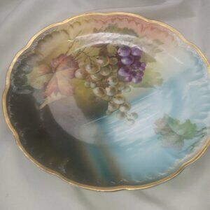 vintage decorative plate, blue, purple, green, JC and SENTA Bavaria